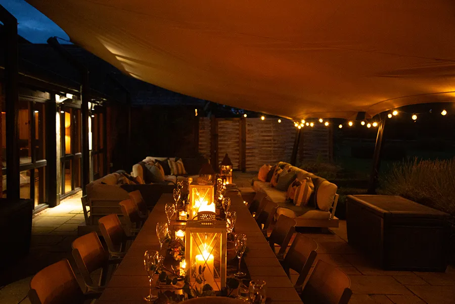 Brookmoor Barn Alfresco Dining At Night