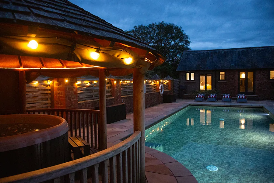 Brookmoor Barn Pool & Hot Tub At Night 1